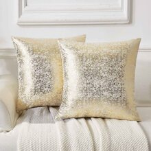 Housse de coussin en velours beige et blanc avec impression sur feuille, taie d'oreiller décorative, design doré, 30x50, 45x45, pour canapé, salon, 1 pièce