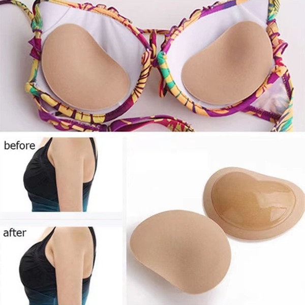 2pcs/set Invisible Bra Pads With Silicone & Sponge, Thickened Self-adhesive Bikini Swimsuit Breast Enhancer Pads