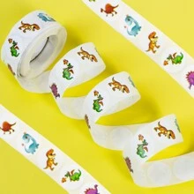 500pcs/Roll Curious Dinosaur Waterproof DIY Creative Stickers For Laptop PC Computer Mobile Smartphones Phone Case Guitar Desktop Cup Travel Motorcycles Car Accessories Toys For Gift,School Supplies,Back To School