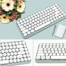 Wireless Bluetooth Keyboard Mini Portable 84-Key Keyboard Compatible With Android, Windows, PC, Tablet-Dark, Perfer For Home And Office Keyboards (Purple-Colorful) - 薄荷綠 - 查看 3