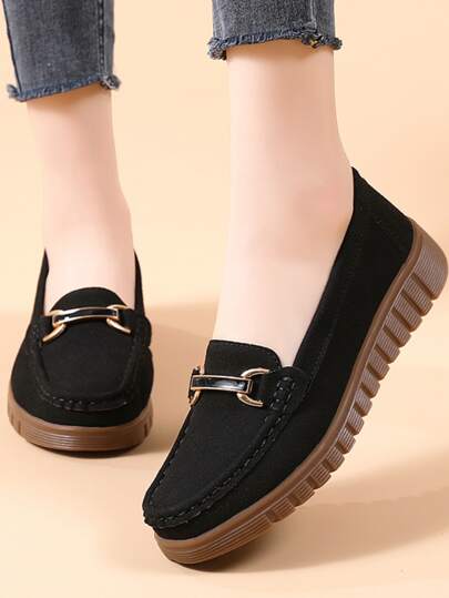 Women's Handmade Stitching Flat Shoes, Mom Shoes With Elastic Rubber Sole