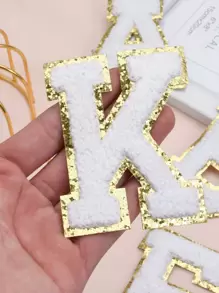 26pcs Letter Graphic Iron-on Patch With Golden Edge