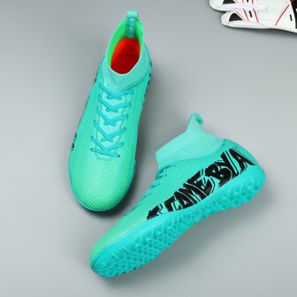 男女高筒足球鞋,短釘和大釘,防滑,耐磨,適用於戶外比賽和訓練