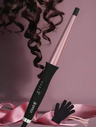 QHDJE 1 st. Justerbar temperatur Roterbar Makt Kork Lockande Trollstav , Flera Hår Stilar , Konformad Fat , Med Hårklämmor , Handske