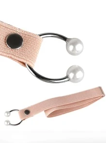 2pcs Elastic Shoelaces With U Shaped Faux Pearl Buckle And Adjustable Tightness, Suitable For High Heels - Black - View 7