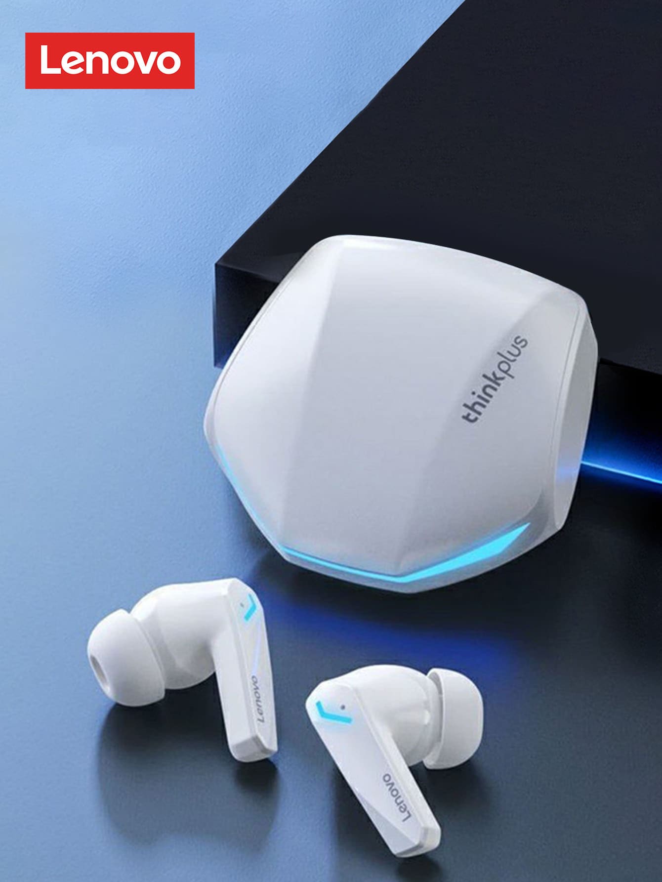 联想 Gm2pro 入耳式运动防噪游戏无线耳机,低延迟,适合电子竞技 - 白色 - 查看 1