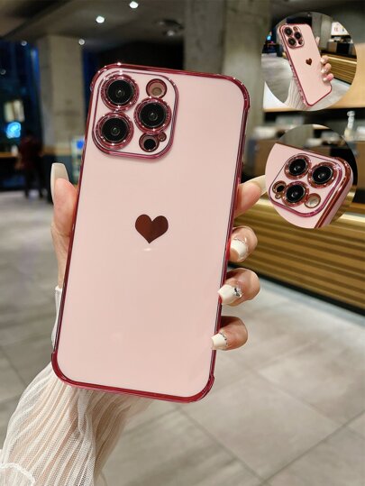 1 pièce Coque de téléphone TPU avec trou de protection de caméra en forme de cœur électroplaqué, compatible avec les modèles iPhone 11/11 Pro/11 Pro Max/12/12 Pro/12 Pro Max/13/13 Pro/13 Pro Max/14/14 Pro/14 Pro Max/15/15 Pro/15 Plus/15 Pro Max/16/16 Plus/16 Pro/16 Pro Max/16E/7/8/7 Plus/8 Plus/X/XS/XS Max/XR et Galaxy S21 Ultra/ S22 Ultra/ S23 Ultra/ S24 Ultra/S25 Ultra, finition brillante électroplaquée avec différents effets lumineux