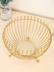 1pc Creative Iron Candy Tray Fruit Basket With Hollow Out Design For Home, Living Room Coffee Table, Snack Storage - Gold - View 5