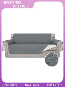 1pc Waterproof Plaid Sofa Cushion Cover For Dogs, Furniture Protector - Grey - View 1