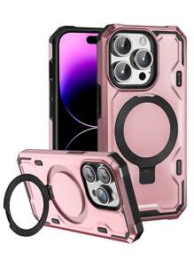 Habyby Ốp chống rơi từ tính cho nam có giá đỡ chân đế Tương thích với iPhone 11/IPhone 13/IPhone 14/IPhone 15/IPhone 12 - Hoa hồng vàng - Xem 1