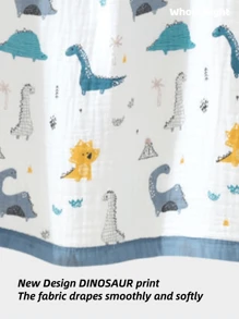 WholeNight 1 件 6 层平纹细布婴儿毯,110*110 厘米柔软吸水襁褓婴儿车被子,适合 0-8 岁新生儿和儿童,四季使用 - 彩色 - 查看 4