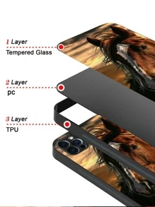 Coque de téléphone en verre transparent avec imprimé cheval brun, compatible avec iPhone/Samsung// Redmi/OPPO/OnePlus/Infinix