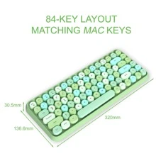 Wireless Bluetooth Keyboard Mini Portable 84-Key Keyboard Compatible With Android, Windows, PC, Tablet-Dark, Perfer For Home And Office Keyboards (Purple-Colorful) - 綠色 - 查看 4