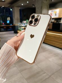 TPU心形元素基础款单件电镀心形亮面镜头保护手机壳，兼容 11/11Pro/11ProMax/12/12Pro/12ProMax/13/13Pro/13ProMax/14/14Pro/14ProMax/15/15Pro/15Plus/15ProMax/16/16Plus/16Pro/16ProMax/16E/17/17Pro/17ProMax/7/8/7Plus/8Plus/X/XS/XSMax/XR以及Galaxy S21 Ultra/S22 Ultra/S23 Ultra/S24 Ultra/S25 Ultra。电镀亮面在不同光线下会呈现不同的效果。生日周年纪念礼物。 - 白色 - 查看 5