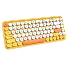 Wireless Bluetooth Keyboard Mini Portable 84-Key Keyboard Compatible With Android, Windows, PC, Tablet-Dark, Perfer For Home And Office Keyboards (Purple-Colorful) - 黃色 - 查看 2