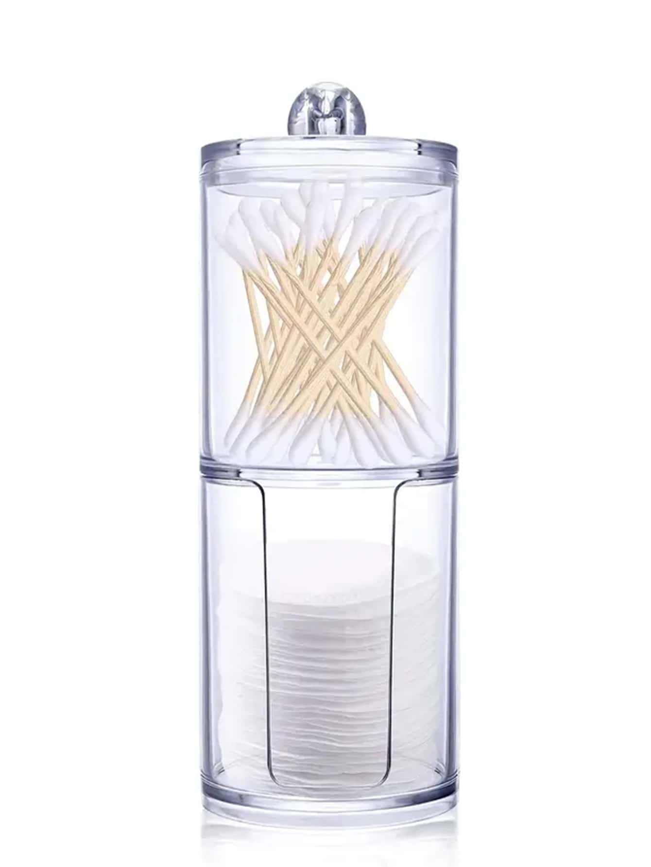 Sắp xếp phòng tắm của bạn với bộ hộp đựng lọ đựng thuốc bằng nhựa Acrylic trong suốt này - Hoàn hảo để đựng bóng vệ sinh, tăm bông, tăm bông, bông tròn và bông trang điểm! - Trong sáng - Xem 1