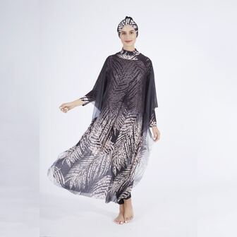 Motive Force Leaf Print Conservative Tankini Swimwear Set Summer