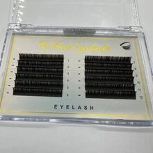 0.15 Pbt Imported Flat Eyelash Extensions, 12pcs/pack, 10mm Jc Curl - Black - View 1