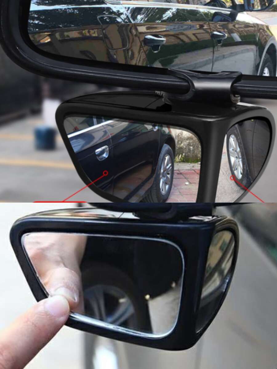 360 Degree Car Blind Spot Mirror For Front & Rear View, Reversing Auxiliary Mirror (one For The Driver) - Black - View 1
