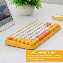 Wireless Bluetooth Keyboard Mini Portable 84-Key Keyboard Compatible With Android, Windows, PC, Tablet-Dark, Perfer For Home And Office Keyboards (Purple-Colorful) - 黃色 - 查看 5