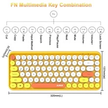 Wireless Bluetooth Keyboard Mini Portable 84-Key Keyboard Compatible With Android, Windows, PC, Tablet-Dark, Perfer For Home And Office Keyboards (Purple-Colorful) - 黃色 - 查看 4