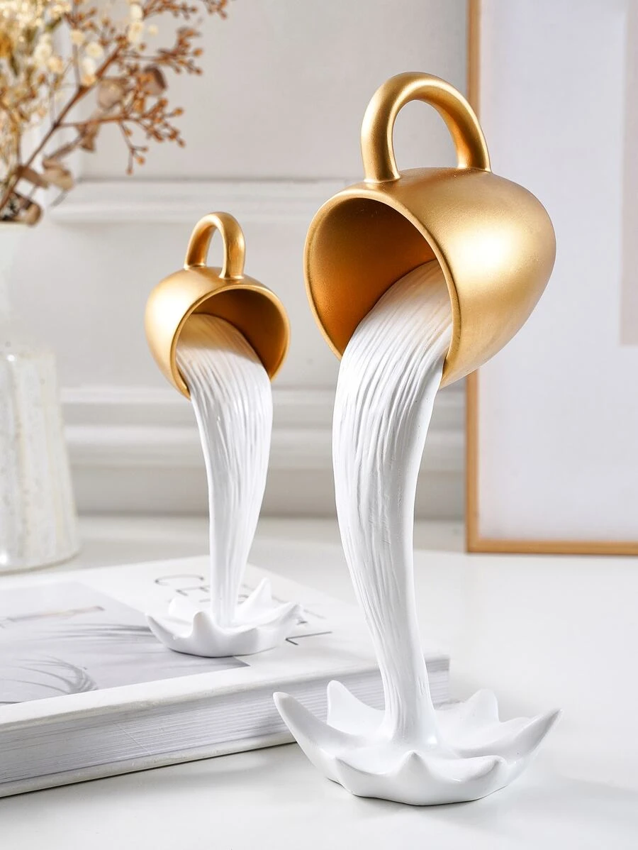 1pc Levitating Resin Decorative Floating Coffee Cup, Creative Anti-Gravity Tilted Coffee Cup Decor, Suitable For Home, Cafe Decoration And Creative Photography Props