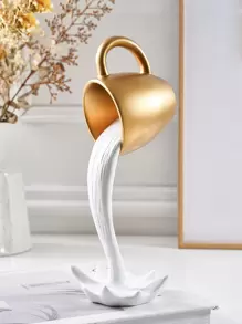 1pc Levitating Resin Decorative Floating Coffee Cup, Creative Anti-Gravity Tilted Coffee Cup Decor, Suitable For Home, Cafe Decoration And Creative Photography Props - Multicolor - View 3