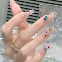 Caja con Estética Y2K de uñas con pedrería en forma de octágono y redondo de múltiples colores, 1 caja de adornos de uñas DIY, gemas de uñas, suministros de uñas decoración uñas