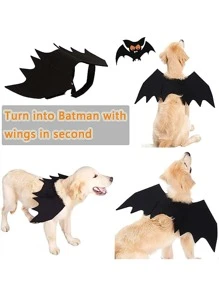 1pc Halloween Pet Costume For Cat Or Dog With Bat Wings Design Halloween Halloween Costumes - Black - View 3