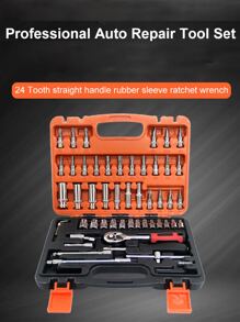 53pcs Car Repair Tool Kit 1/4-Inch Socket Set Car Repair Tool Ratchet Torque Wrench Combo Auto Repairing Tool Set - Black - View 1