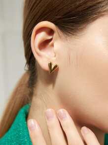 Transfrontalier En Gros Européen Et Américain Style 18K Plaqué or En Acier Inoxydable Femme Boucles D'oreilles Avec Doré Design Cœur Pendentif , Femme Mode Bijou