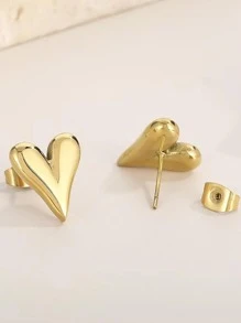 Transfrontalier En Gros Européen Et Américain Style 18K Plaqué or En Acier Inoxydable Femme Boucles D'oreilles Avec Doré Design Cœur Pendentif , Femme Mode Bijou