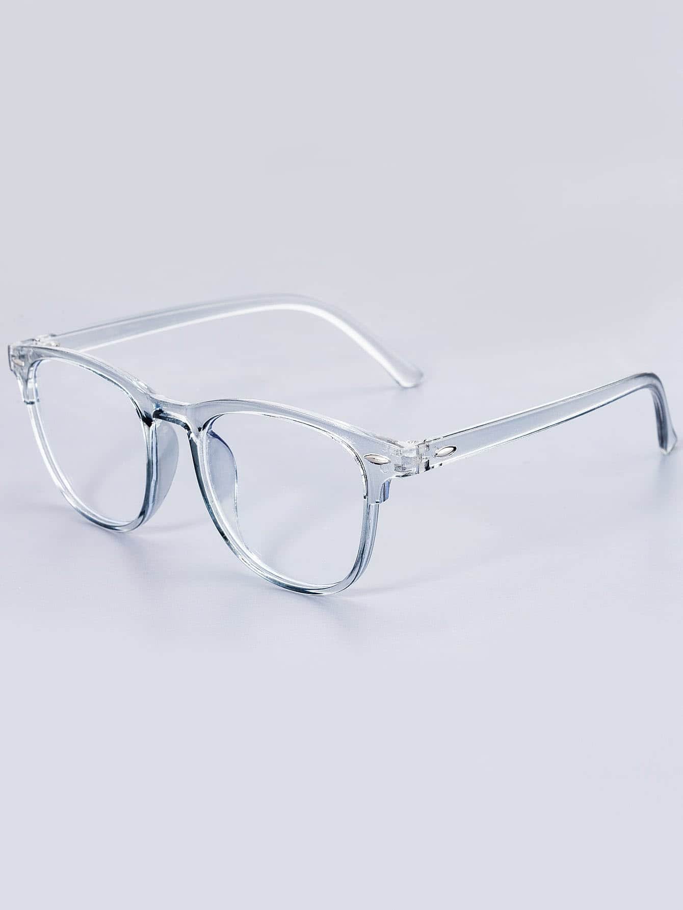 1pc Unisex Pc Square Decorative Plano Glasses Suitable For Office And Reading Clear Glasses Accessories - Light Grey - View 1