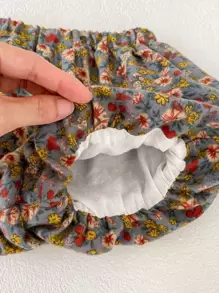 Baby Girls' Clothes Set With Peter Pan Collar Jacquard Blouse & Floral Double-Layered Pants, Spring/Autumn