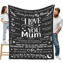 女士生日禮物 我愛你媽媽禮物毛毯生日禮物 - 黑色 - 查看 1