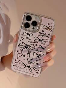 GUCADI 1pc Mirrored Bow Ballerina Style Case Compatible With IPhone 16 Pro Max, Makeup Mirror Detachable Wrist Strap Shockproof Full Coverage Hard Phone Case Compatible With Iphone 13 12 11 Series - Multicolor - View 3