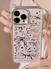 GUCADI 1pc Mirrored Bow Ballerina Style Case Compatible With IPhone 16 Pro Max, Makeup Mirror Detachable Wrist Strap Shockproof Full Coverage Hard Phone Case Compatible With Iphone 13 12 11 Series - Multicolor - View 1