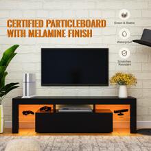 QQD LED TV Stand High Glossy Entertainment Center Modern Television Stands With Large Storage Wood TV Stand For 60/65/70 Inch TV Gaming Media TV Console For Living Room Bedroom