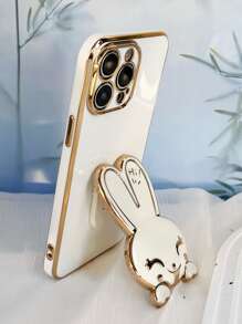 Coque de téléphone simple mignonne avec un design de lapin et un support
