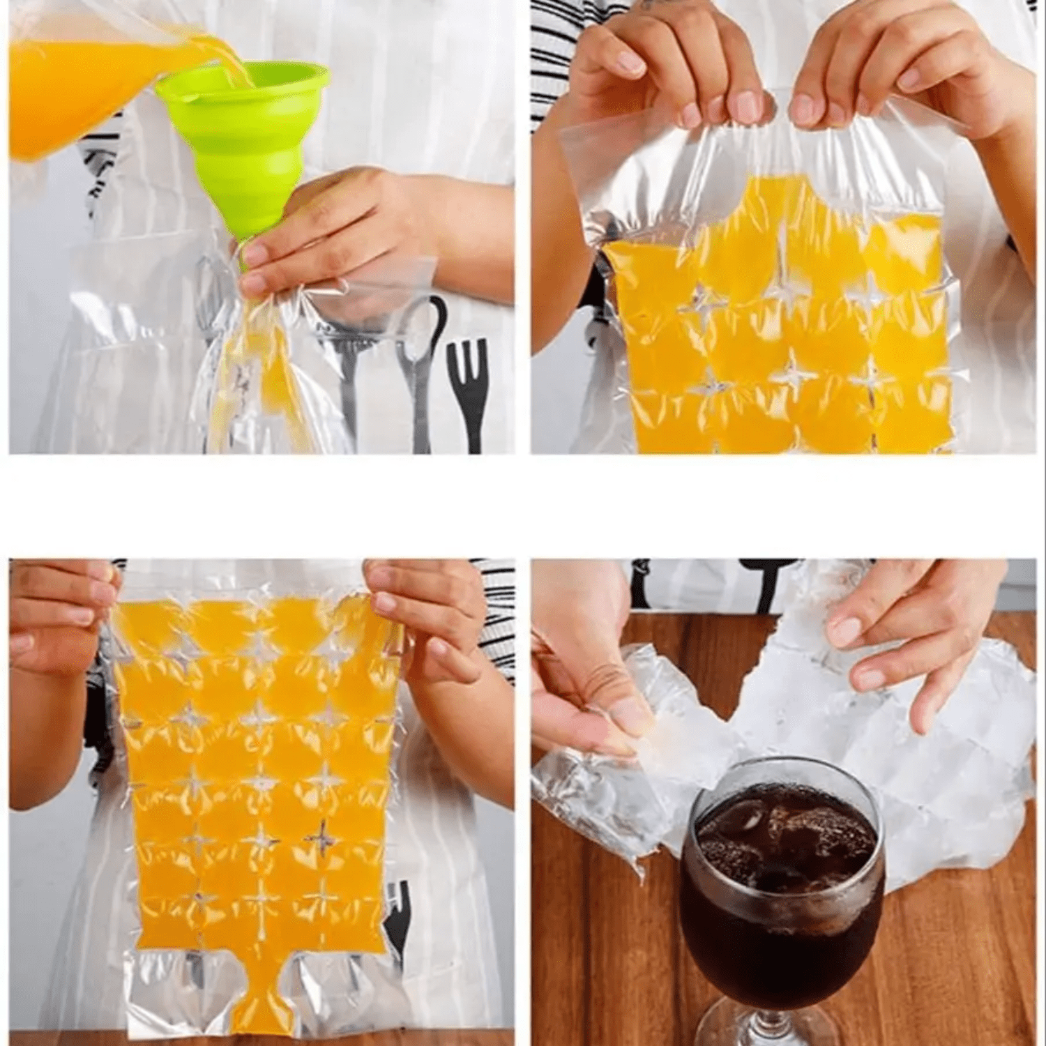 10pcs Disposable Ice Making Bags With 24 Selfsealing Ice Cube