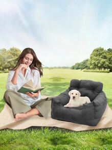 1 transportador de coche cómodo para mascotas de súper fibra adecuado para mascotas pequeñas y medianas para uso en interiores, exteriores y viajes - Gris Oscuro - Ver 3