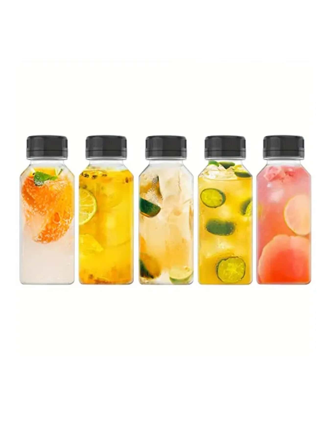 5pcs Plastic Juice Bottles With Caps, 8oz 12oz(250ml,350ml),Juice