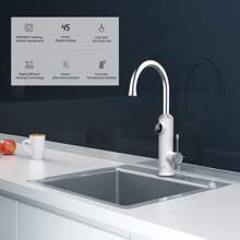 1入組220v即熱式電熱水龍頭,智能數字顯示屏並帶3200w水加熱器,廚房/浴室雙用龍頭 - 白色 - 查看 3