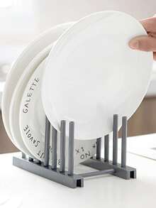 1個17*11*2厘米灰色塑料碗架,鍋蓋架,廚房收納架和排水架