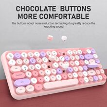 Wireless Bluetooth Keyboard Mini Portable 84-Key Keyboard Compatible With Android, Windows, PC, Tablet-Dark, Perfer For Home And Office Keyboards (Purple-Colorful) - 藕粉色 - 查看 1