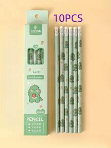 10 piezas Lápiz de madera con dibujos animados con patrón de conejo dulce multipropósito para pintura - Morado - Ver 4