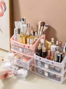 1pc White Multilayer Drawer Type Cosmetic Storage Box Display Shelf For Bedroom Makeup Organizer - White - View 4