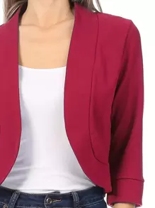 Blazer unicolor con parte delantera abierta - Rojo - Ver 4