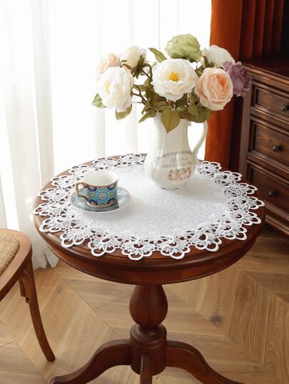 1 Adet %100 Polyester İşlemeli Dantel Kesikli Yuvarlak Amerikan Servis, Mumluk, Masa Örtüsü, Vintage Bohem Tarzı, Yemek Masası, Sehpa, Tuvalet Masası, Oturma Odası, Ev Dekorasyonu, Tatil Partisi, Piknik, Aile Toplantısı, Düğün Hediyesi İçin Uygundur