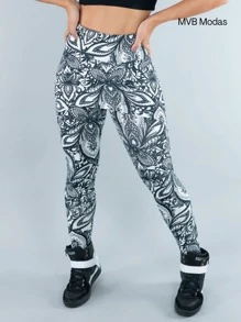 MVB Modas Women Leggings - 黑與白 - 查看 1